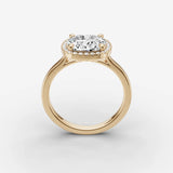 Aurore cushion diamond setting in gold, side view