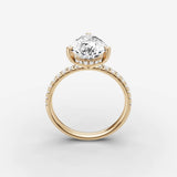 Mystere Etoile pear diamond setting in gold, side view