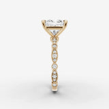 Heritage princess diamond setting in gold, angled view
