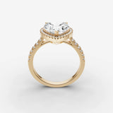 Cathedrale heart diamond setting in gold, side view