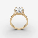 Aurore radiant diamond setting in gold, side view