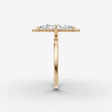Aurore marquise diamond setting in gold, angled view