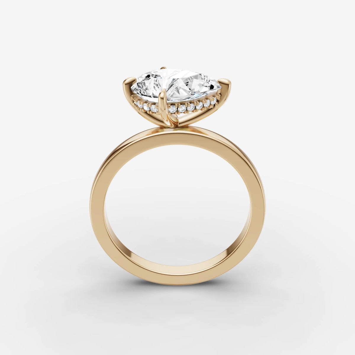 Horizon pear diamond setting in gold, side view