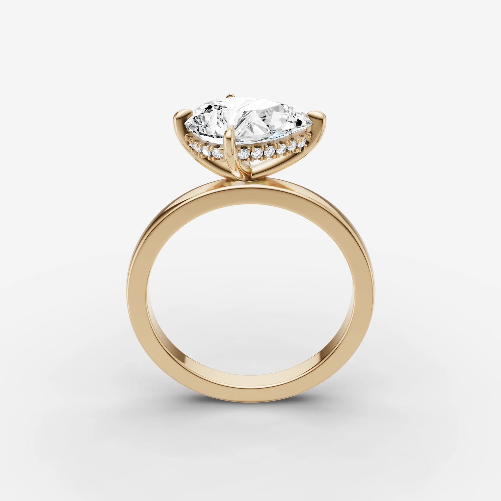 Horizon pear diamond setting in gold, side view