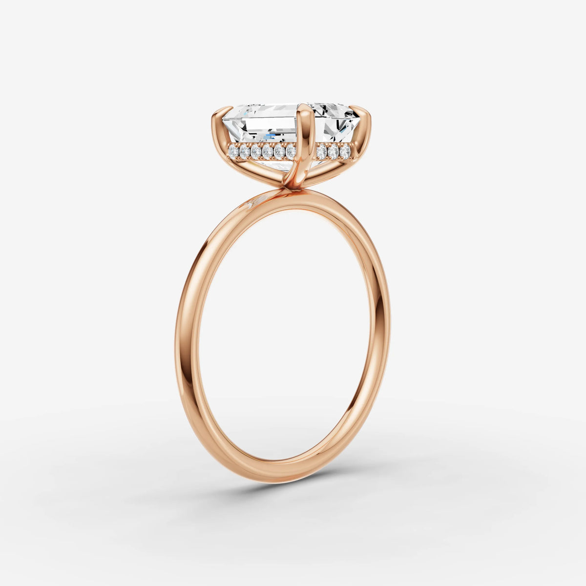 Mystere emerald diamond setting in gold, view 10
