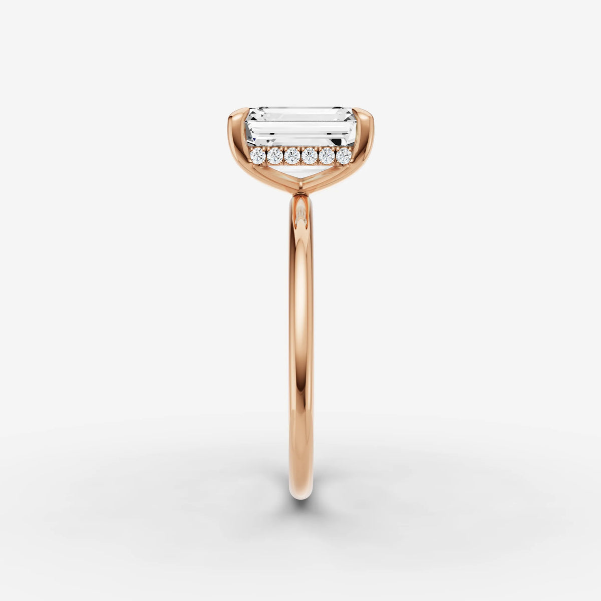 Mystere emerald diamond setting in gold, view 11