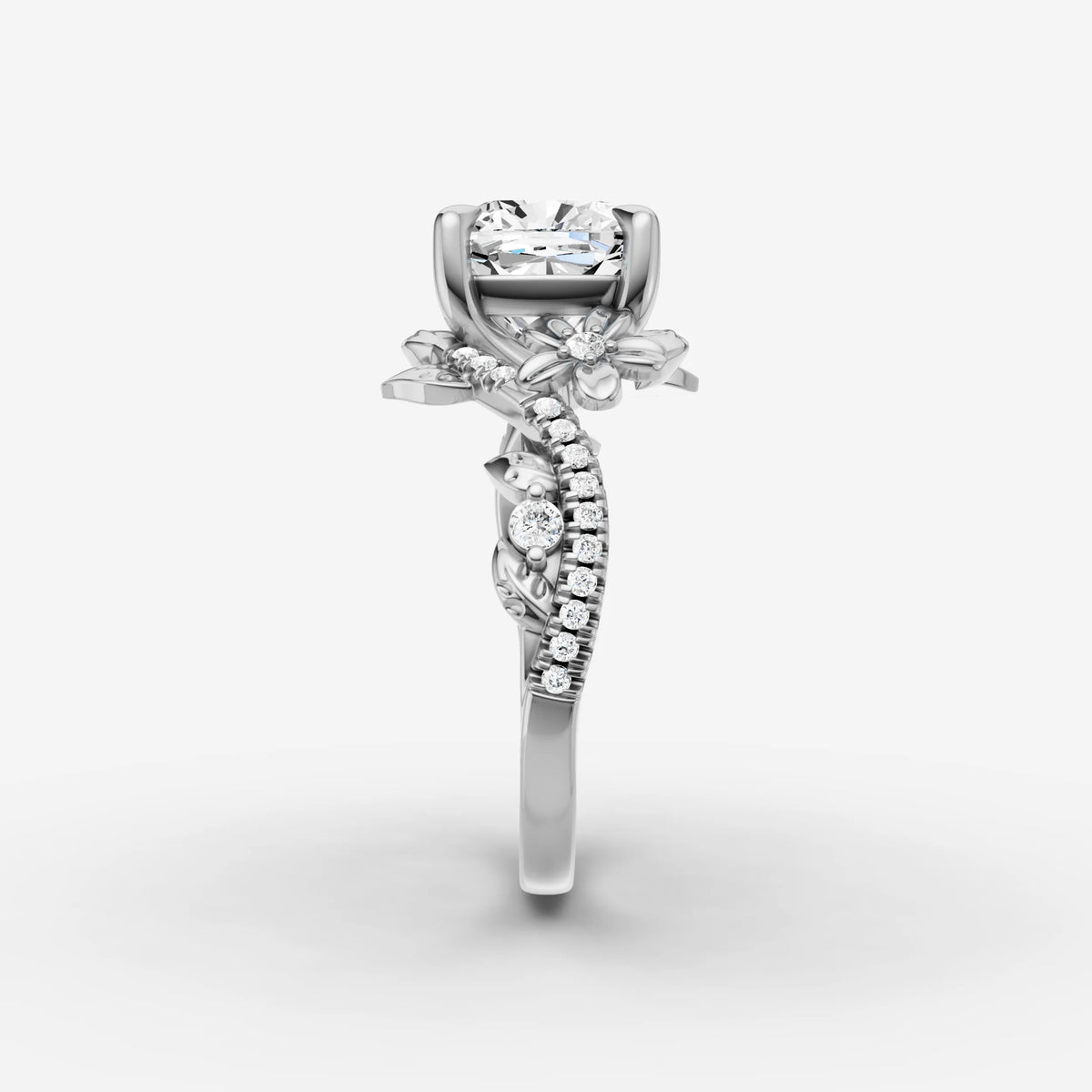 Fleur cushion diamond setting in gold, view 17