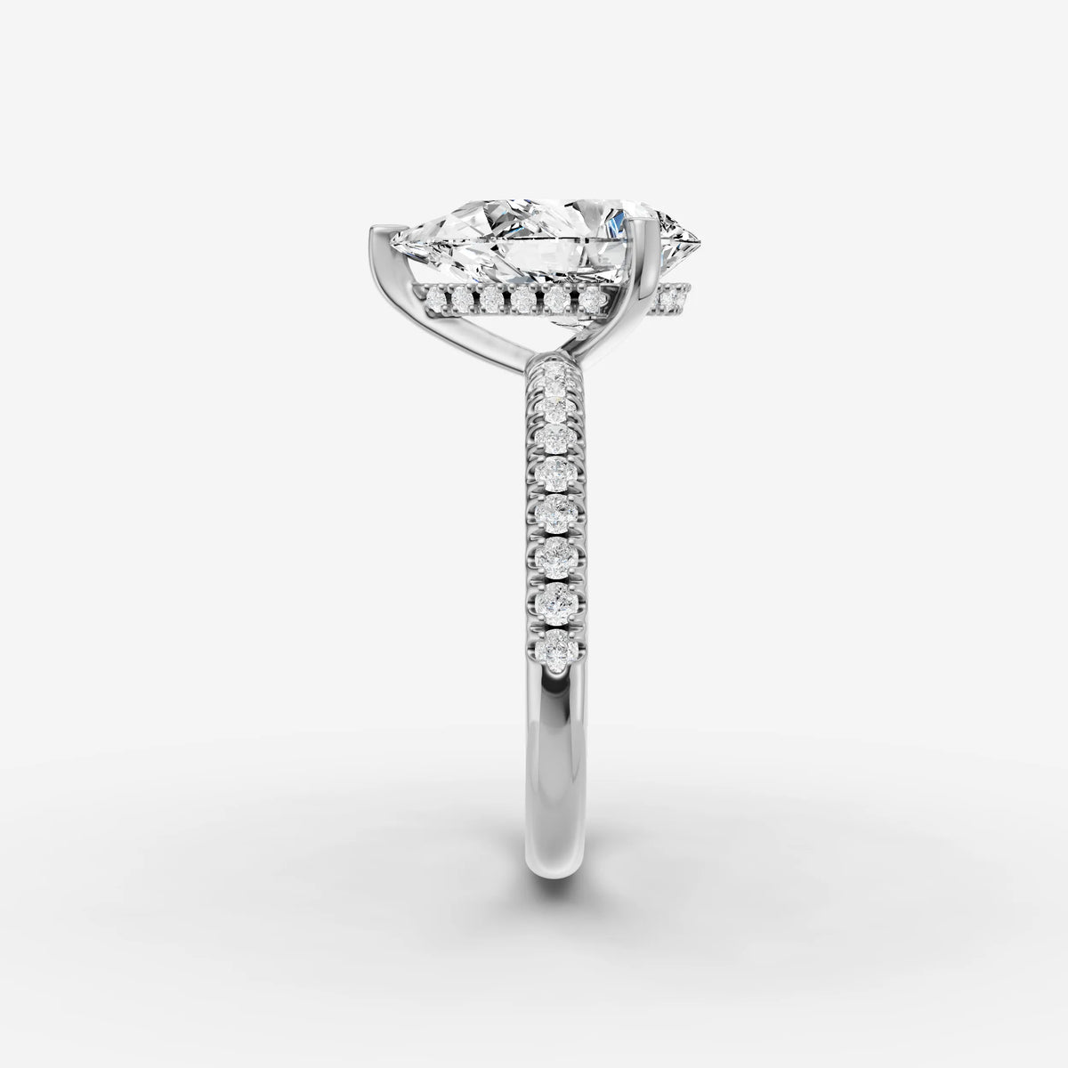 Mystere Etoile pear diamond setting in gold, view 17