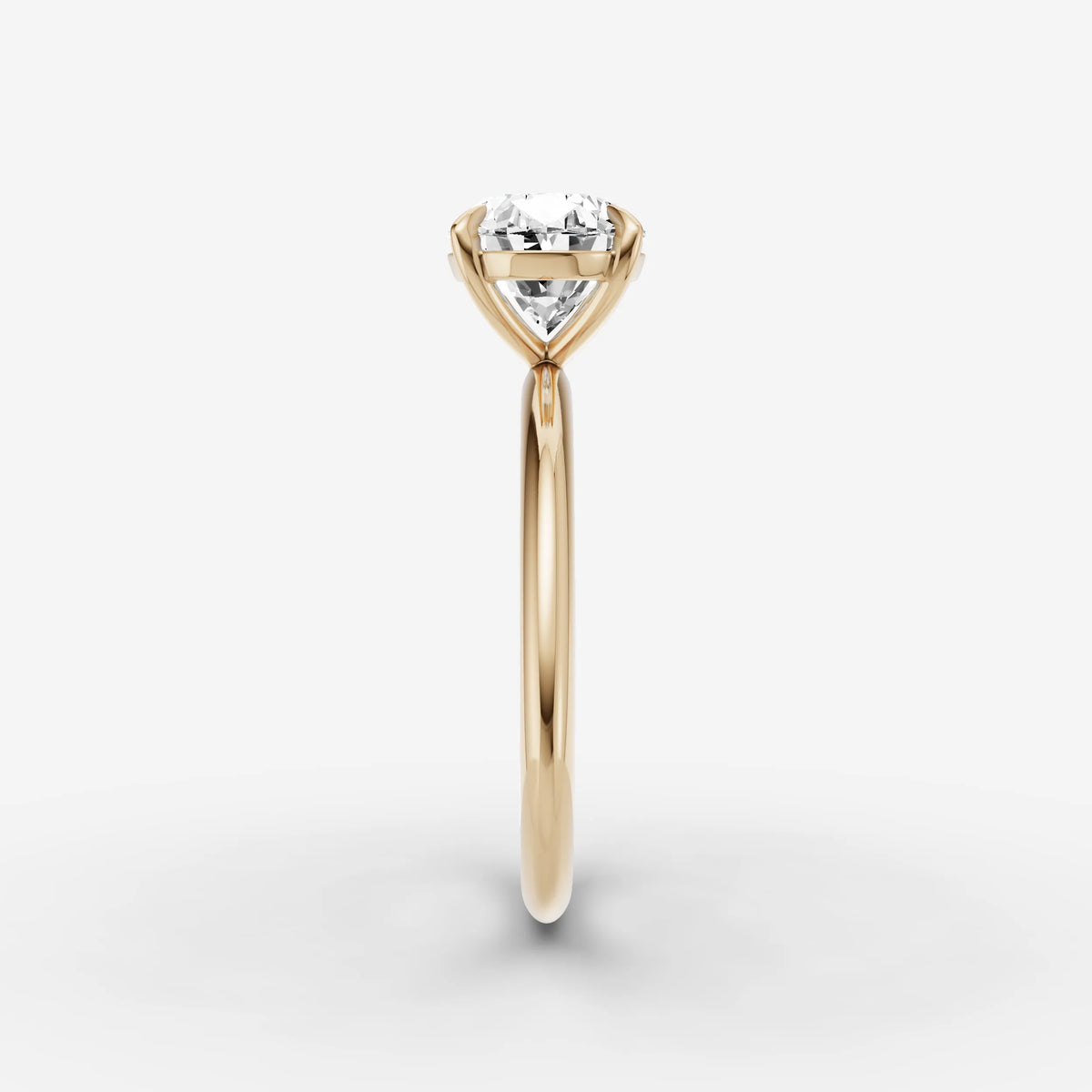 Horizon oval diamond setting in gold, angled view