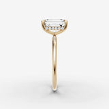 Mystere emerald diamond setting in gold, angled view
