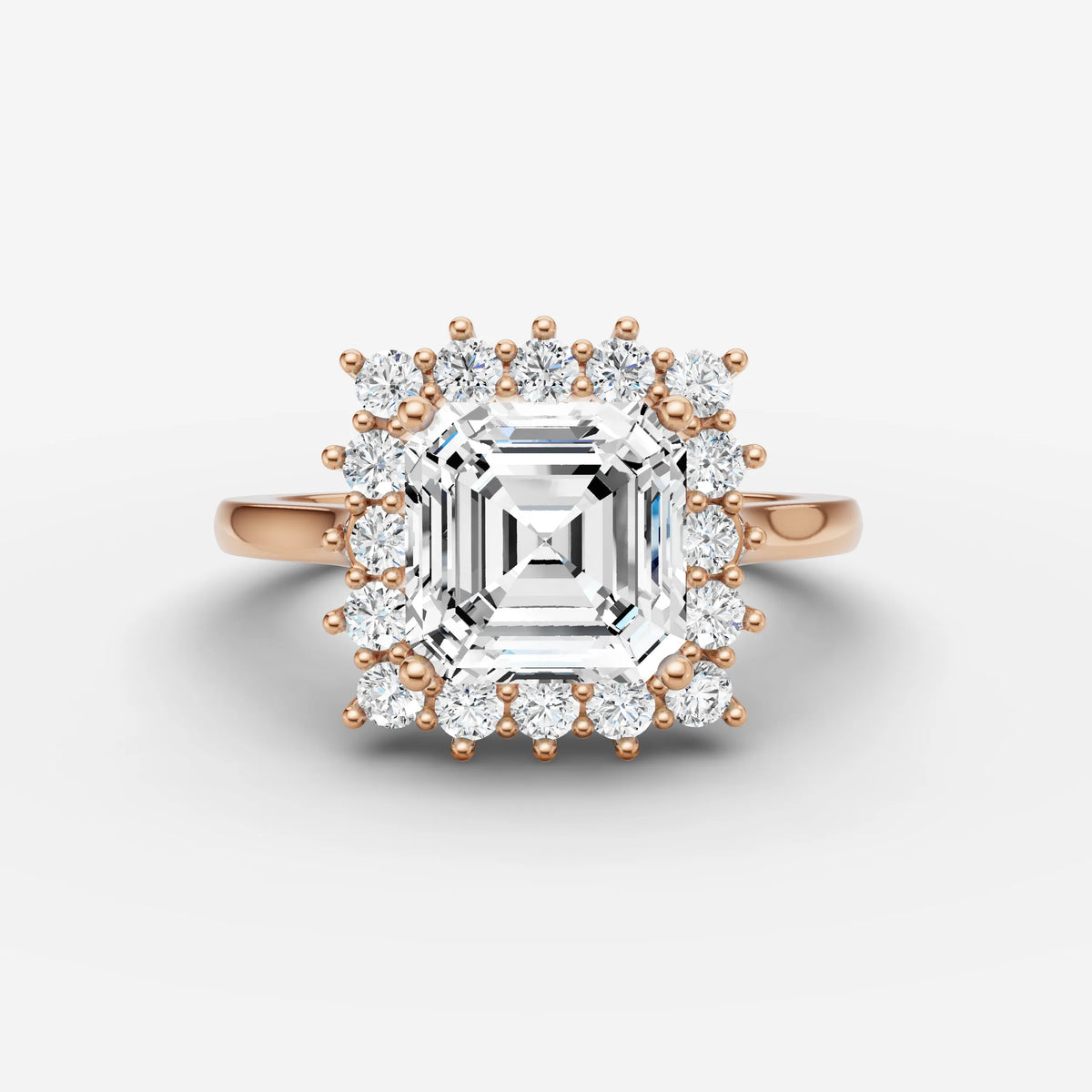 Aurore asscher diamond setting in gold, view 7
