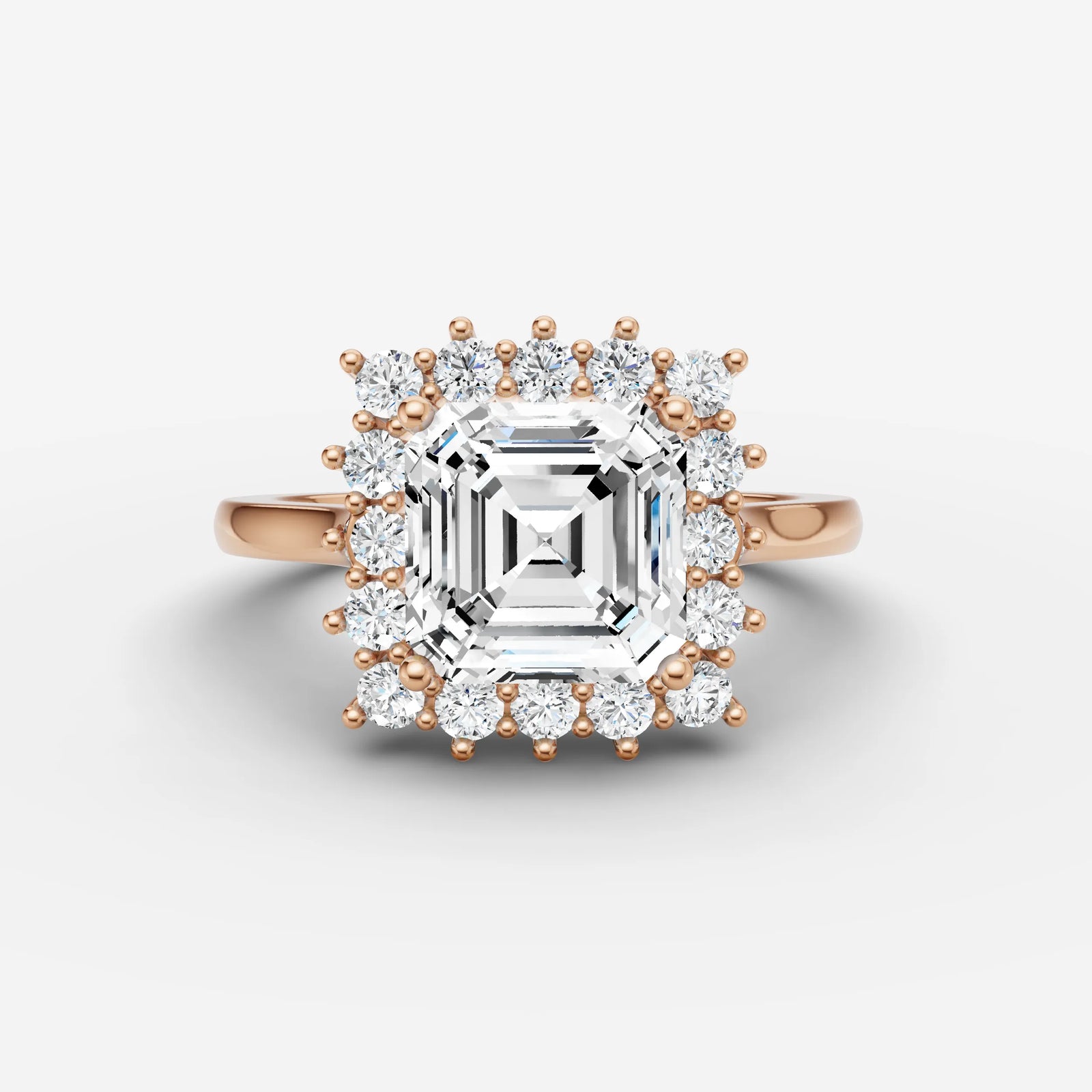 Aurore asscher diamond setting in gold, view 7
