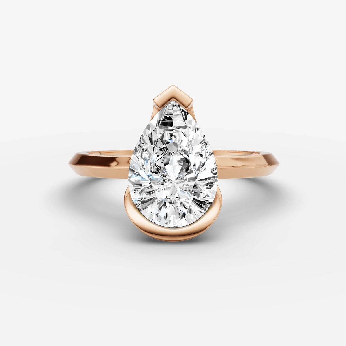 Demi pear diamond setting in gold, view 7