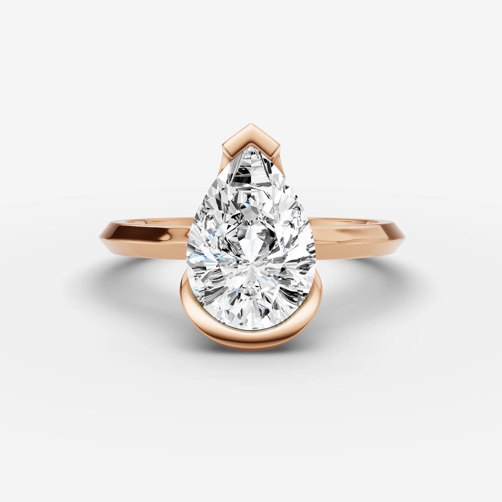 Demi pear diamond setting in gold, view 7