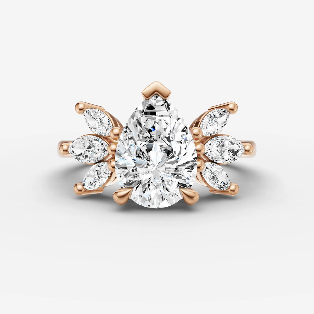 Fleur pear diamond setting in gold, view 7