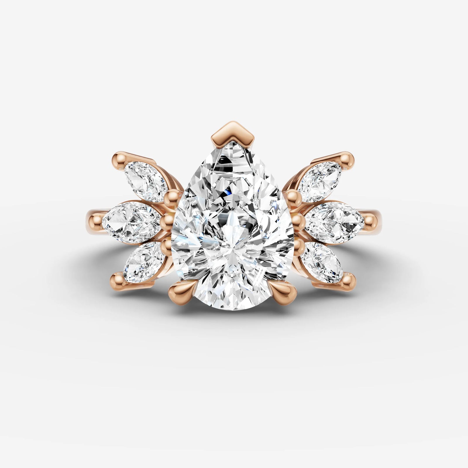 Fleur pear diamond setting in gold, view 7