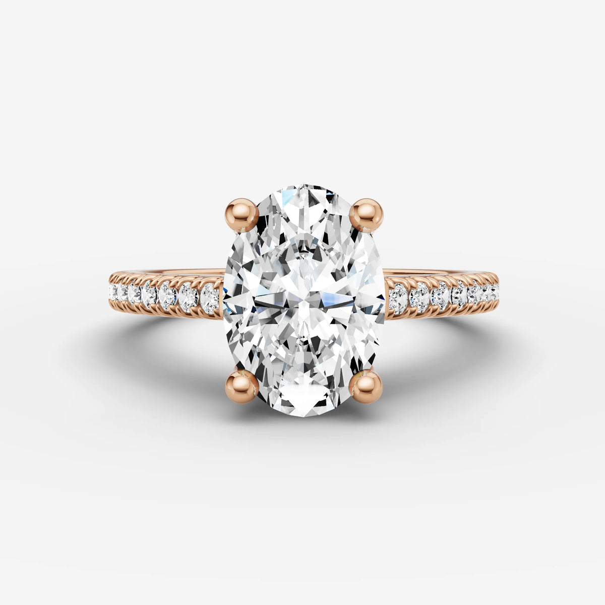 Cathedrale oval diamond setting in gold, view 7