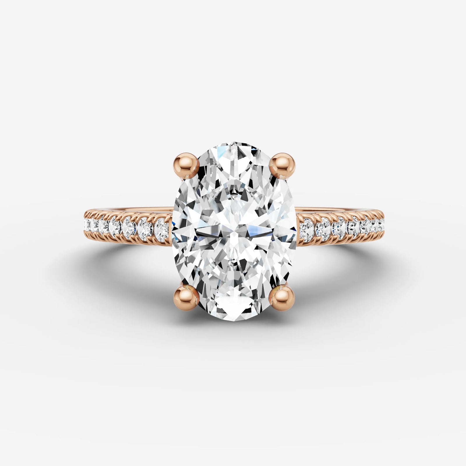 Cathedrale oval diamond setting in gold, view 7