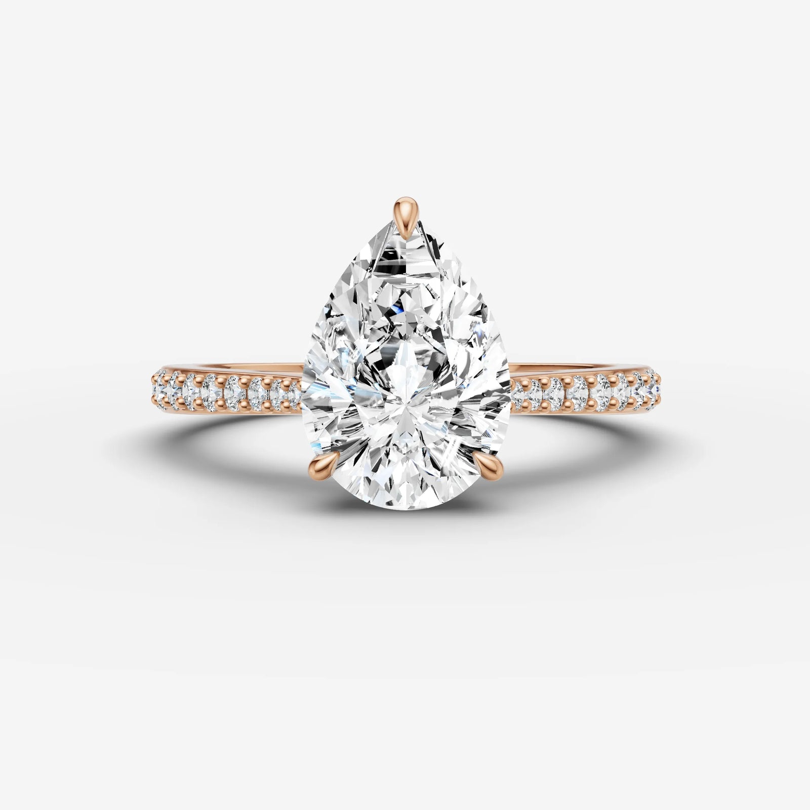 Cathedrale pear diamond setting in gold, view 7