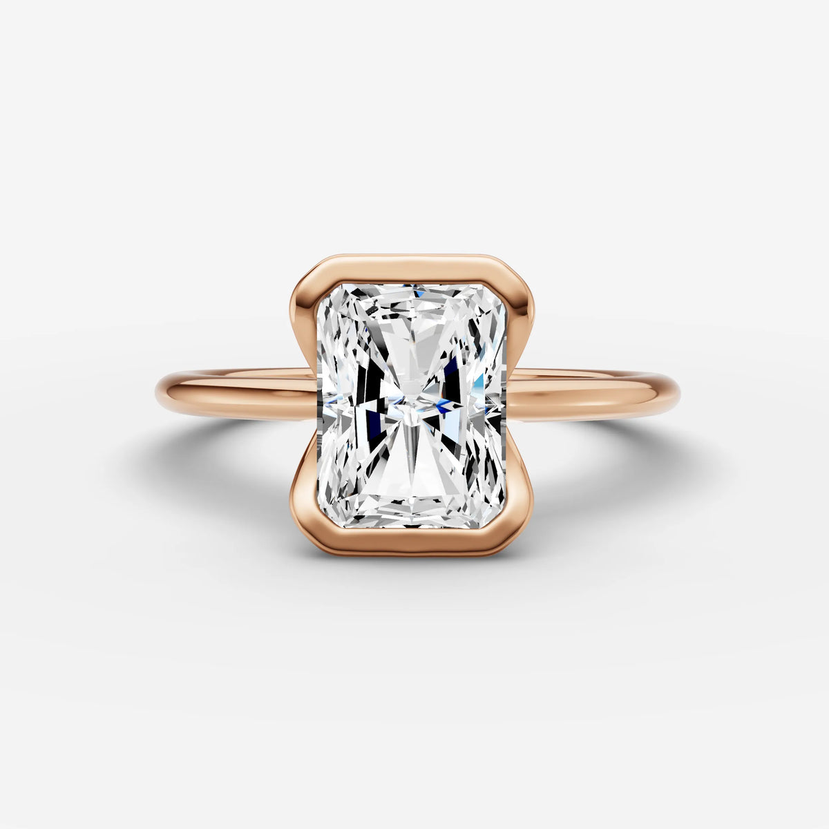Demi radiant diamond setting in gold, view 7