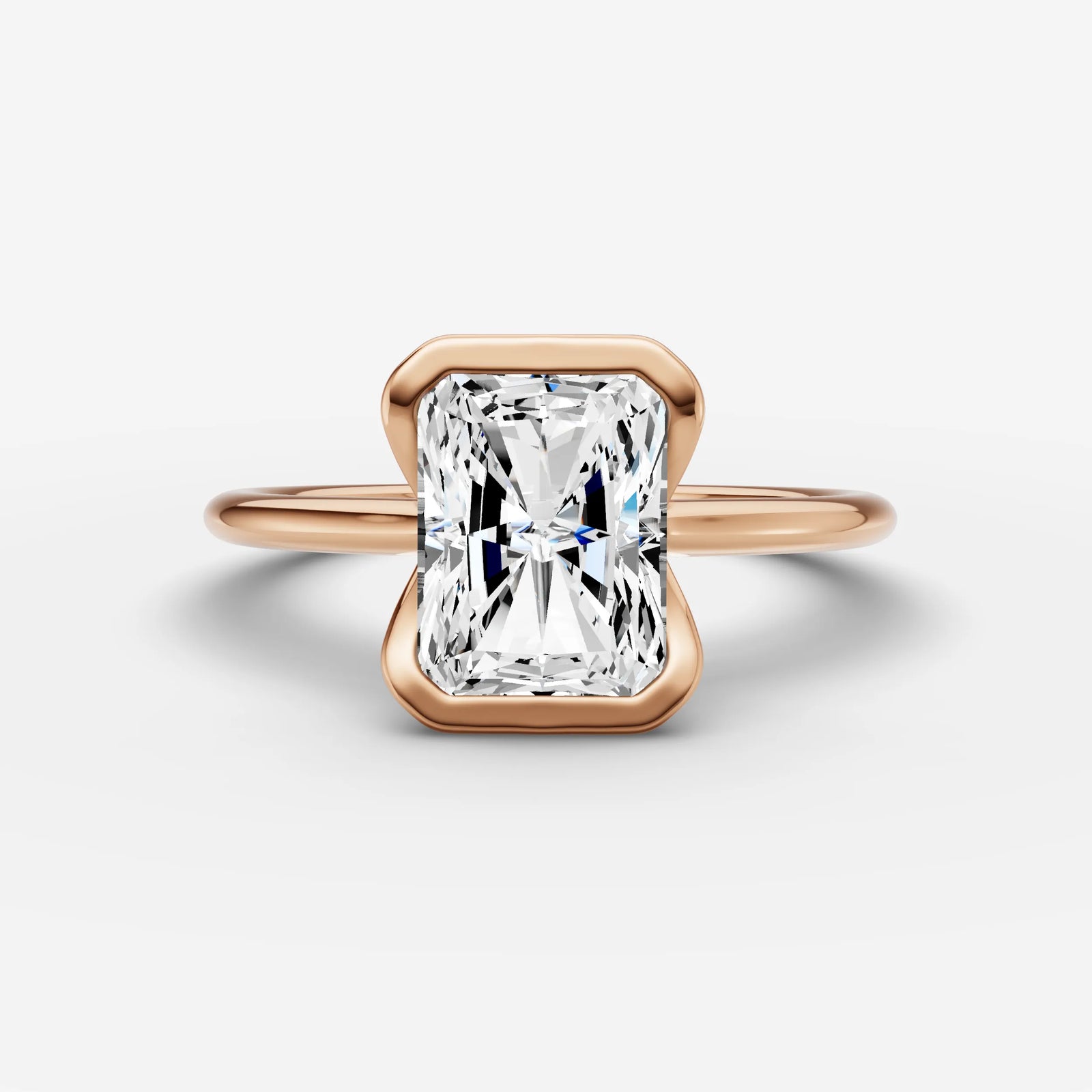 Demi radiant diamond setting in gold, view 7