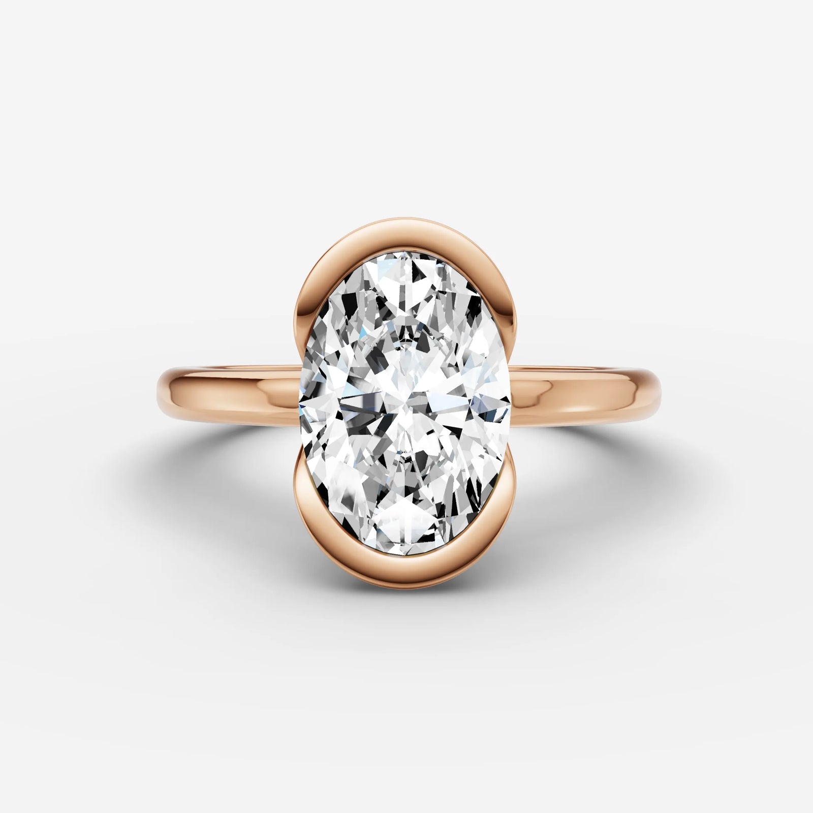 Demi oval diamond setting in gold, view 7