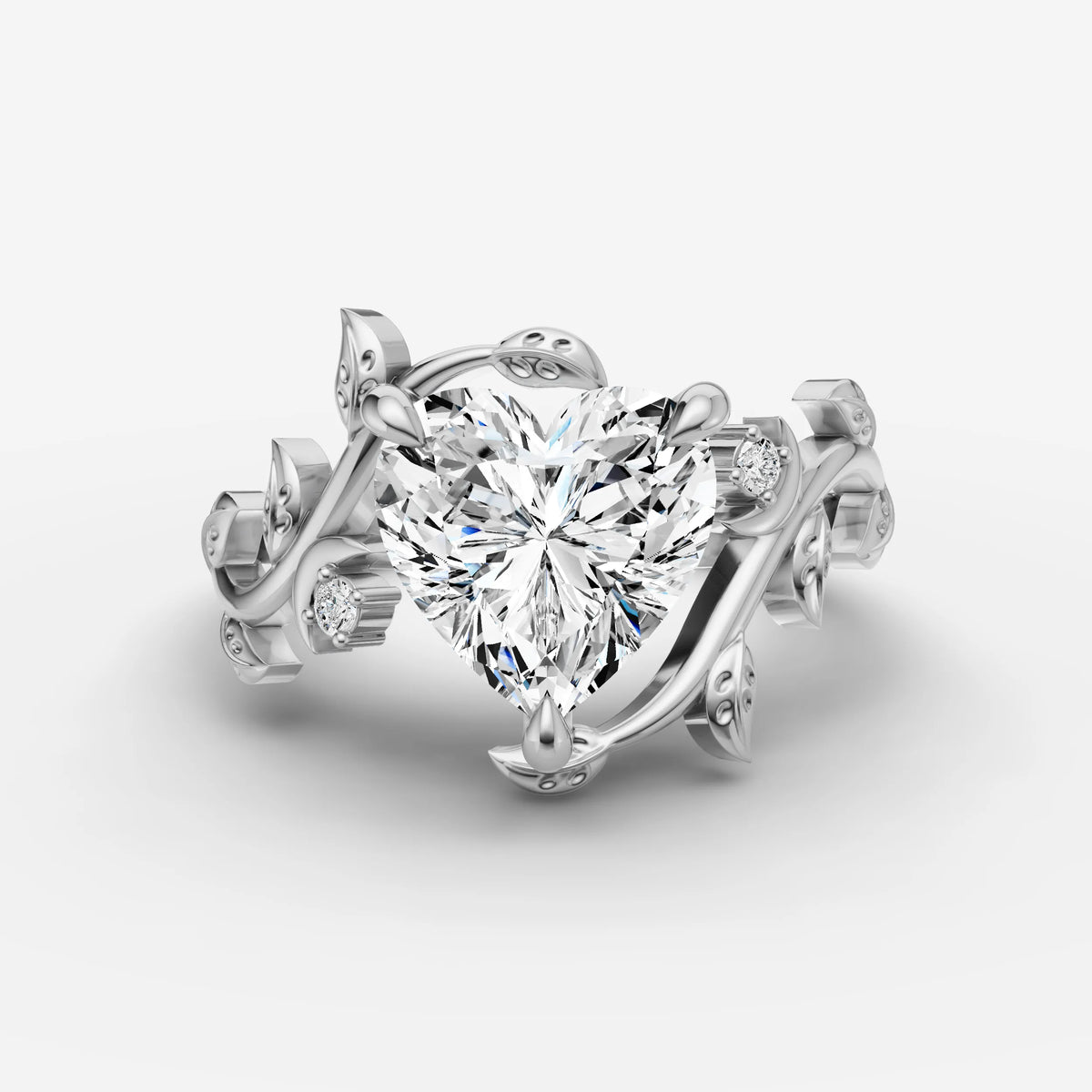 Fleur heart diamond setting in gold, view 13