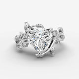 Fleur heart diamond setting in gold, view 13