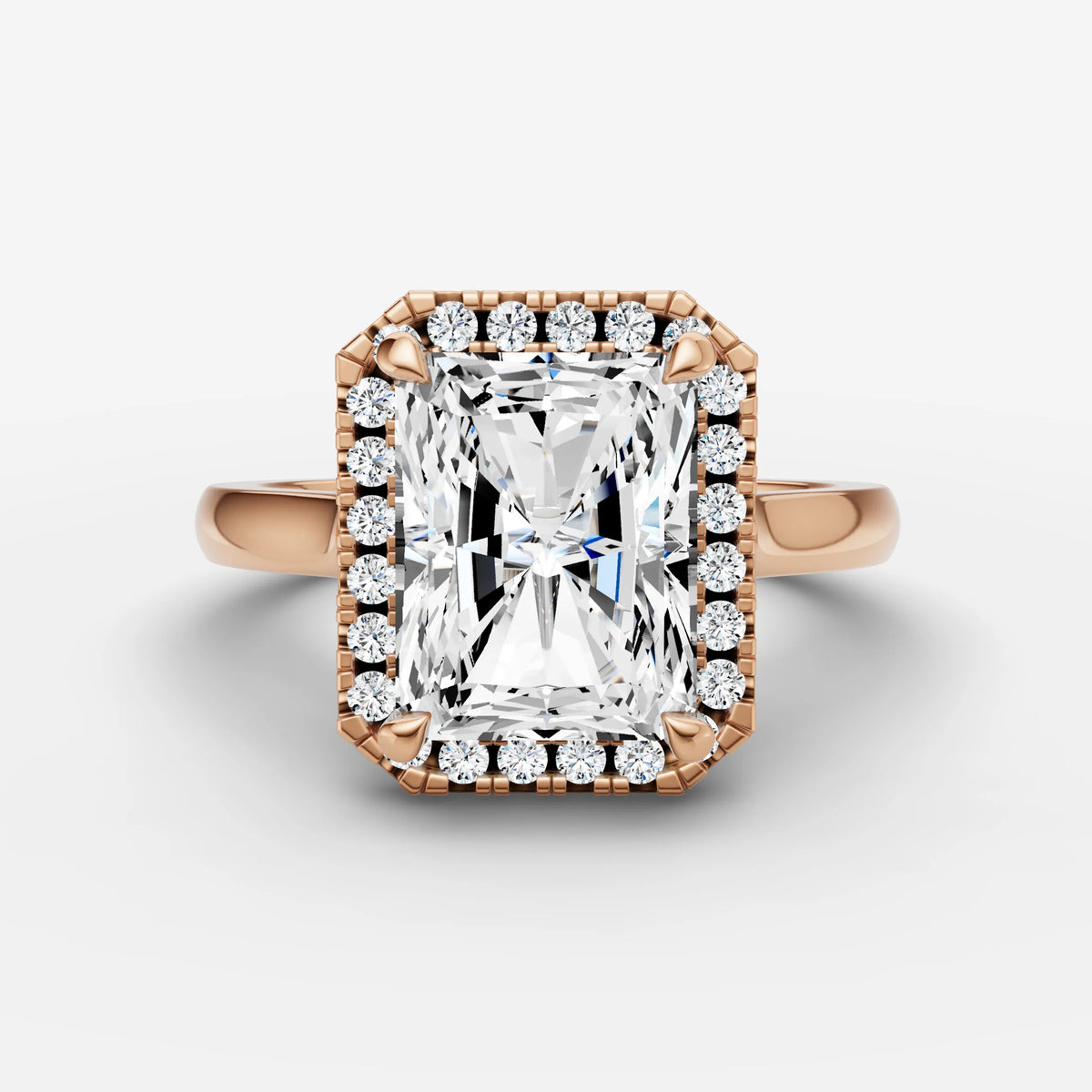 Aurore emerald diamond setting in gold, view 7