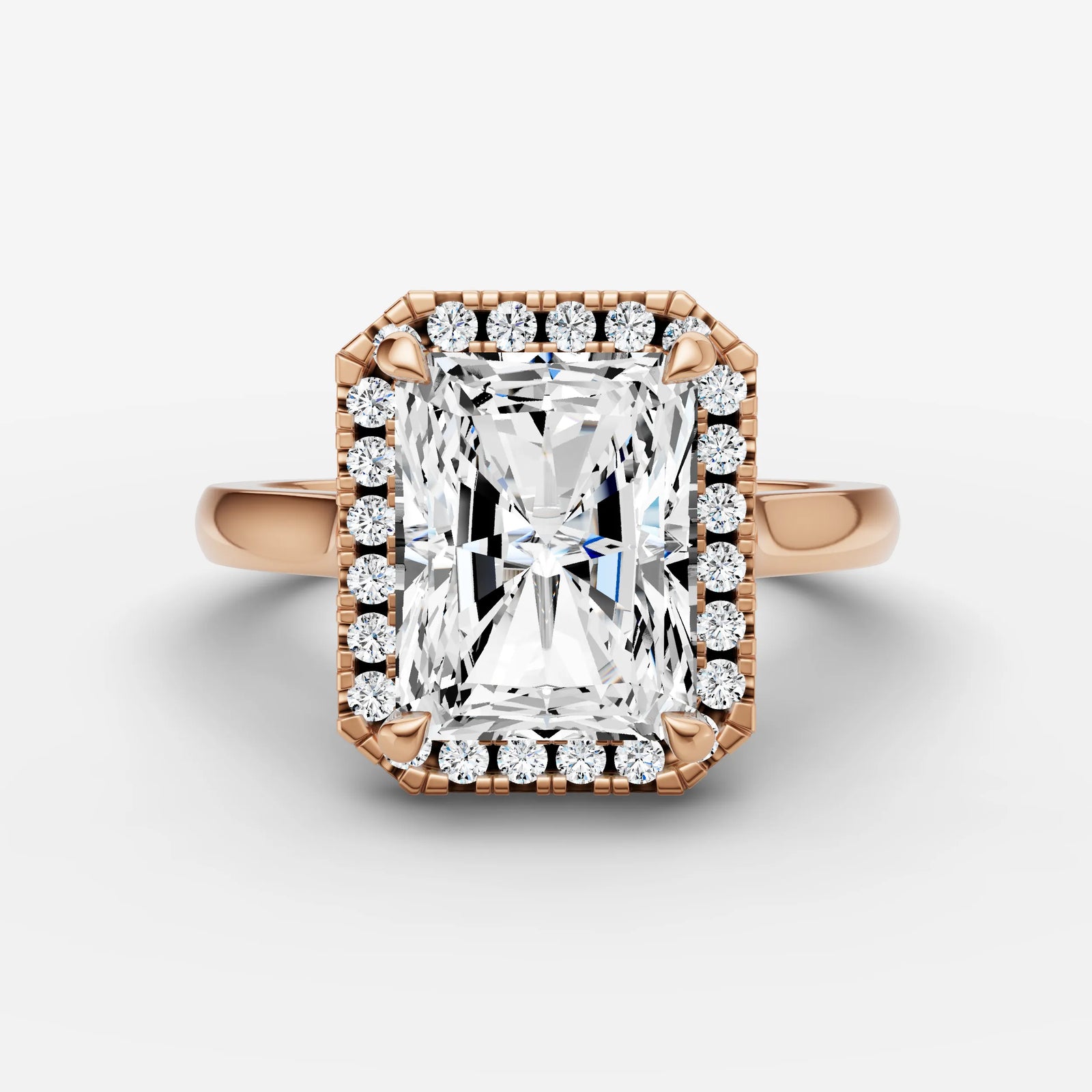 Aurore emerald diamond setting in gold, view 7