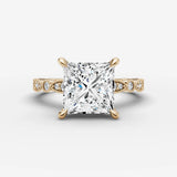 Heritage princess diamond setting in gold, front view