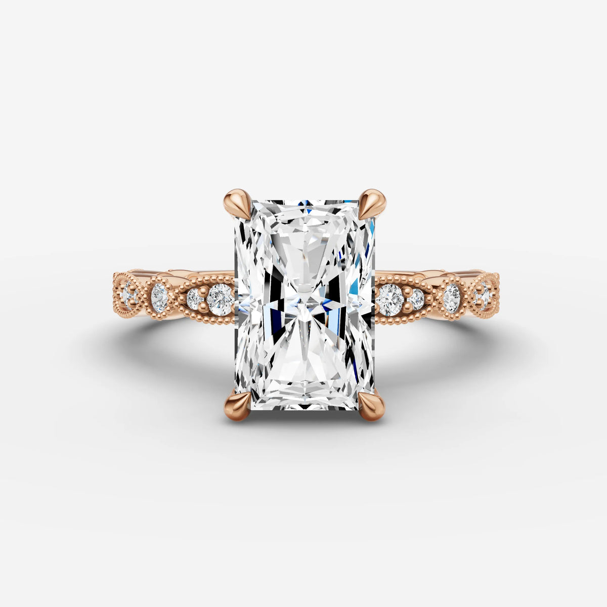 Heritage radiant diamond setting in gold, view 7
