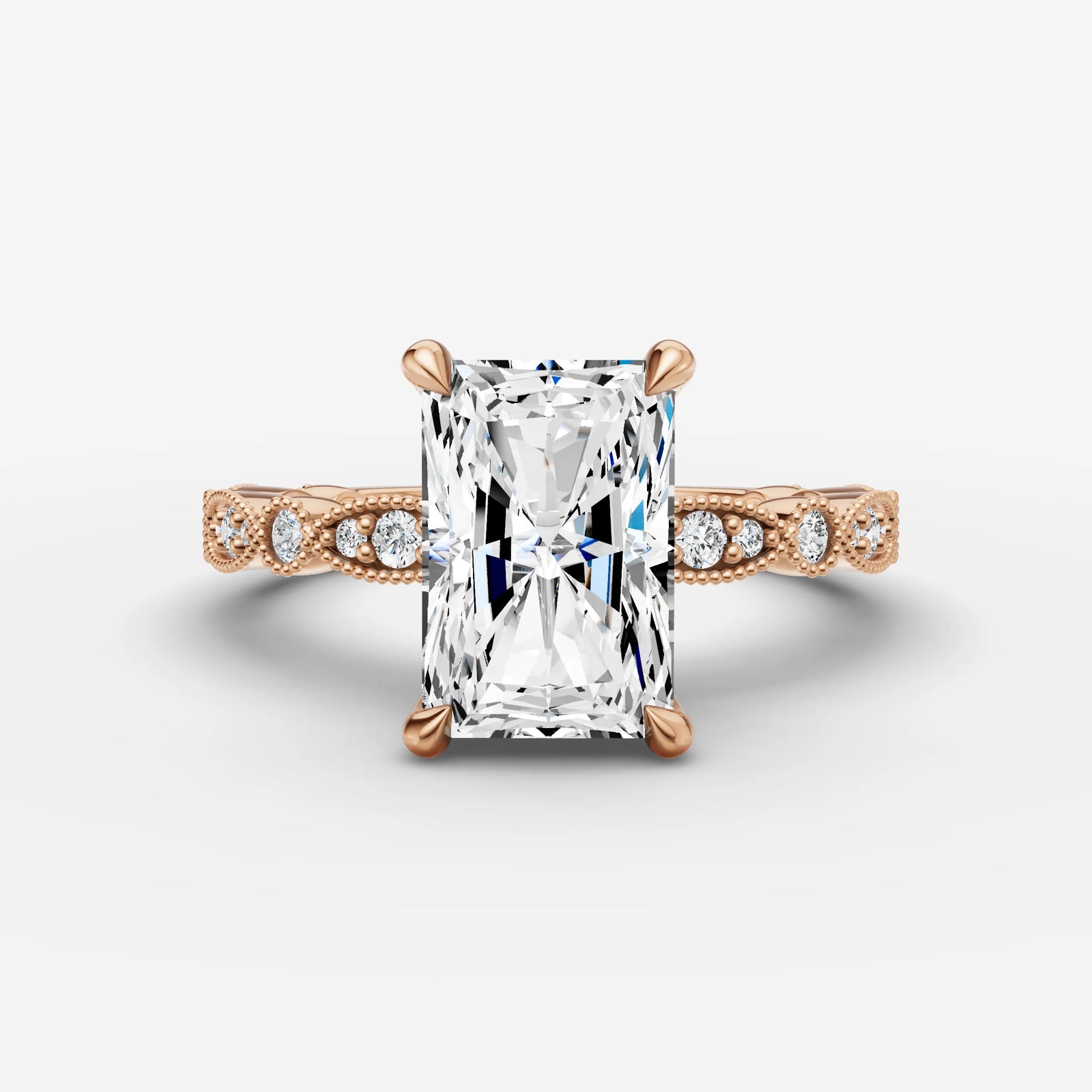 Heritage radiant diamond setting in gold, view 7