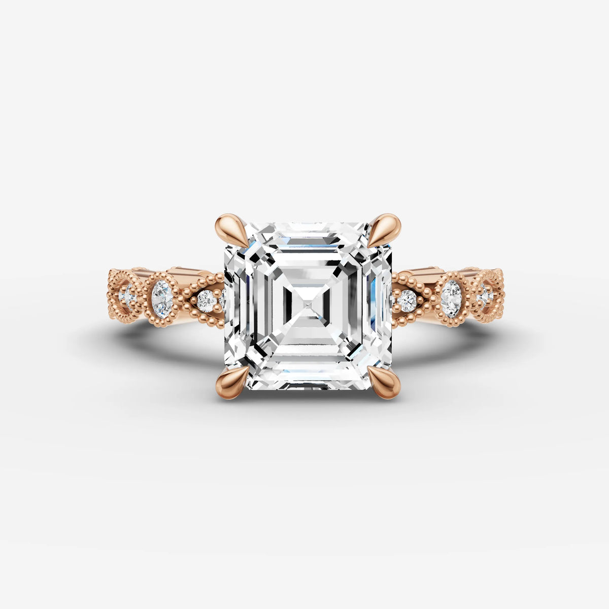 Heritage asscher diamond setting in gold, view 7