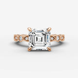 Heritage asscher diamond setting in gold, view 7