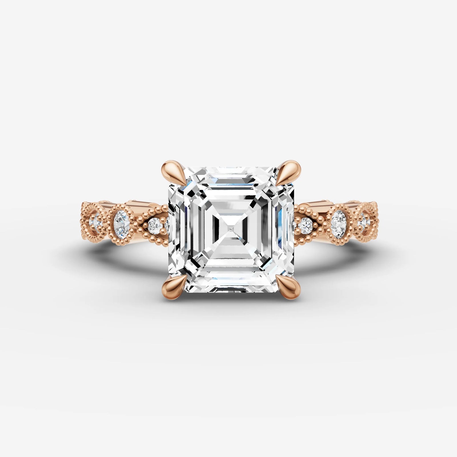 Heritage asscher diamond setting in gold, view 7