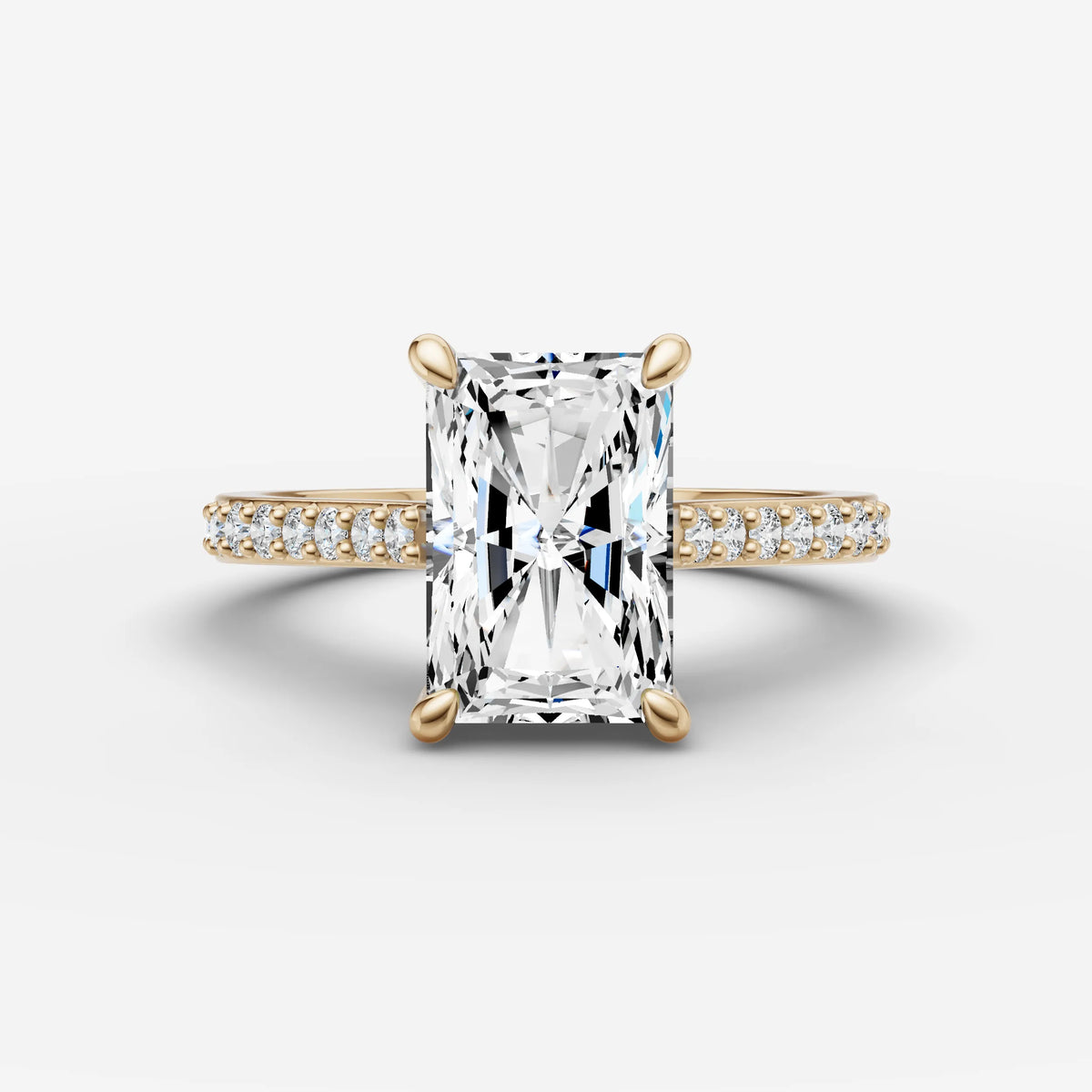 Cathedrale radiant diamond setting in gold, front view