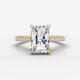Cathedrale radiant diamond setting in gold, front view