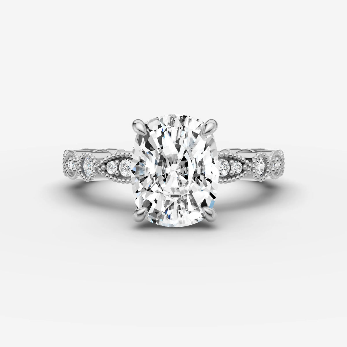 Heritage elongated cushion diamond setting in gold, view 13