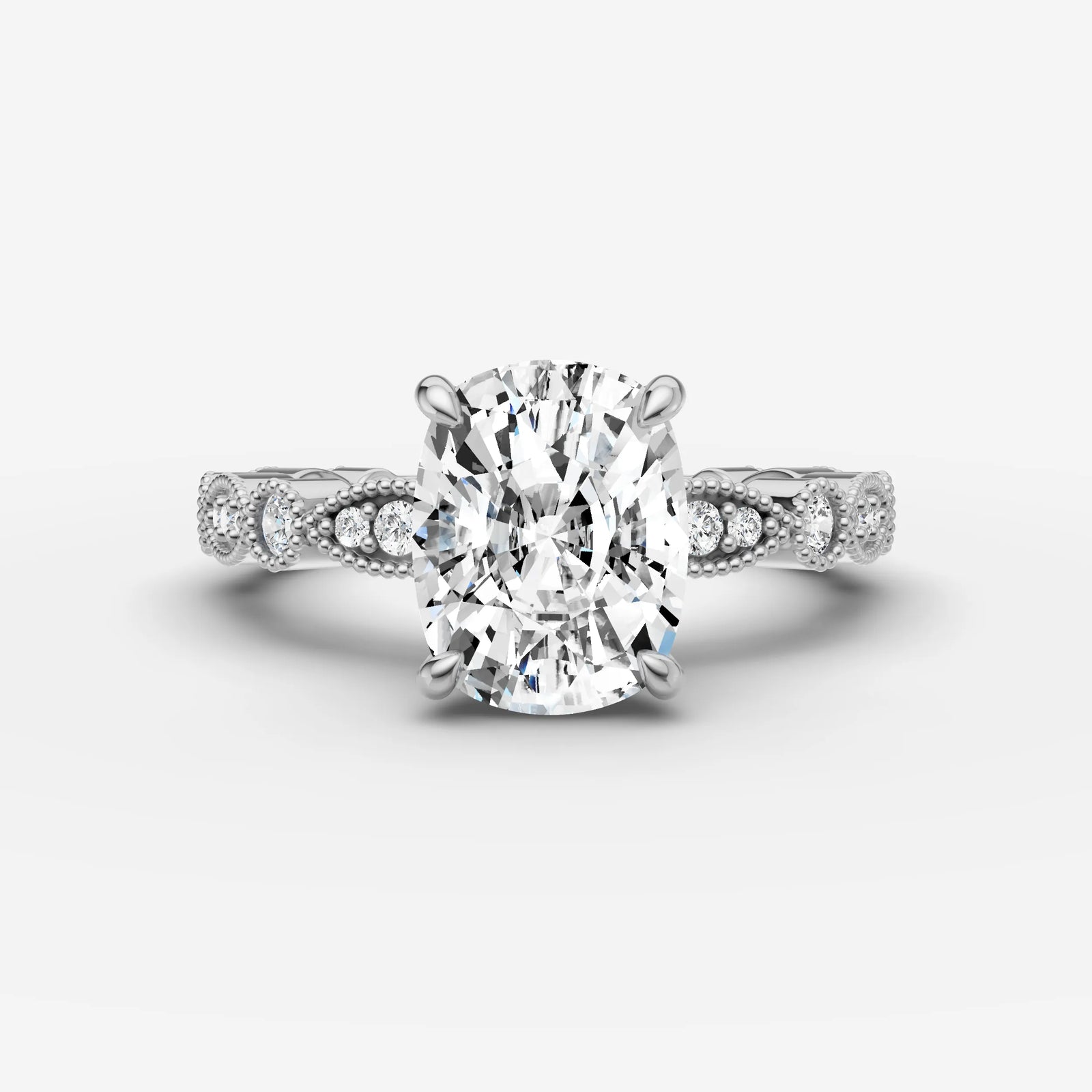 Heritage elongated cushion diamond setting in gold, view 13