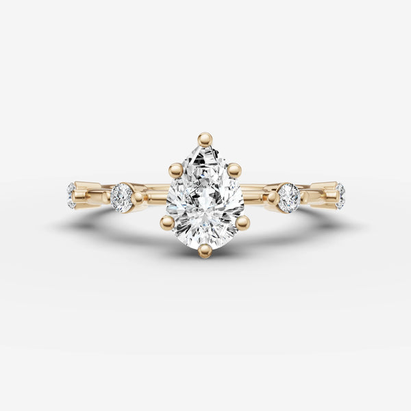 Petite Etoile Pear ring setting, view 1