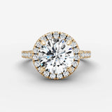 Aurore Etoile round diamond setting in gold, front view