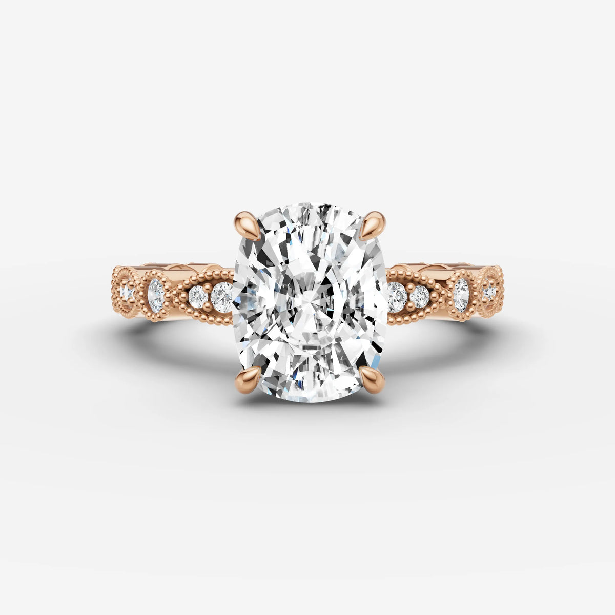 Heritage elongated cushion diamond setting in gold, view 7