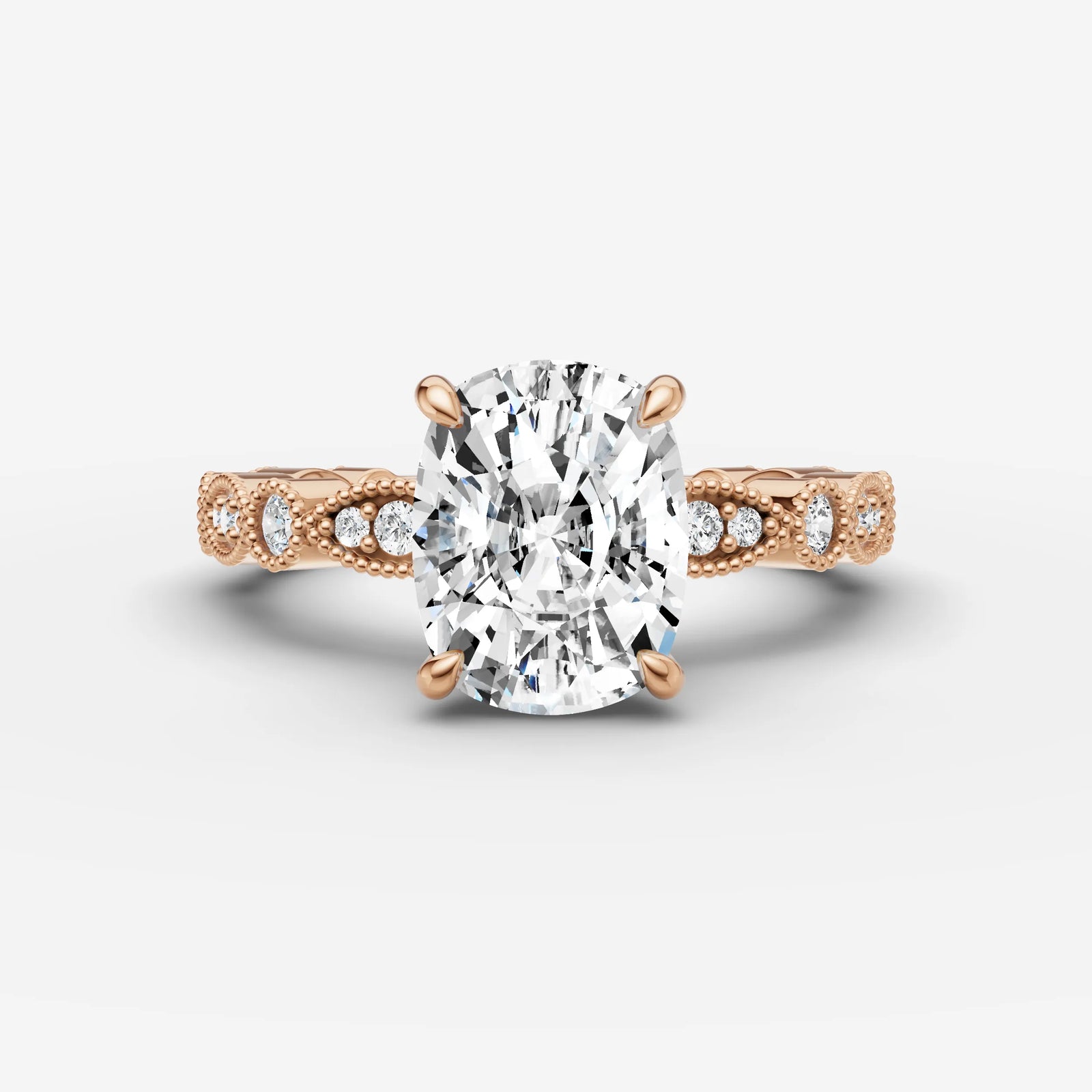 Heritage elongated cushion diamond setting in gold, view 7