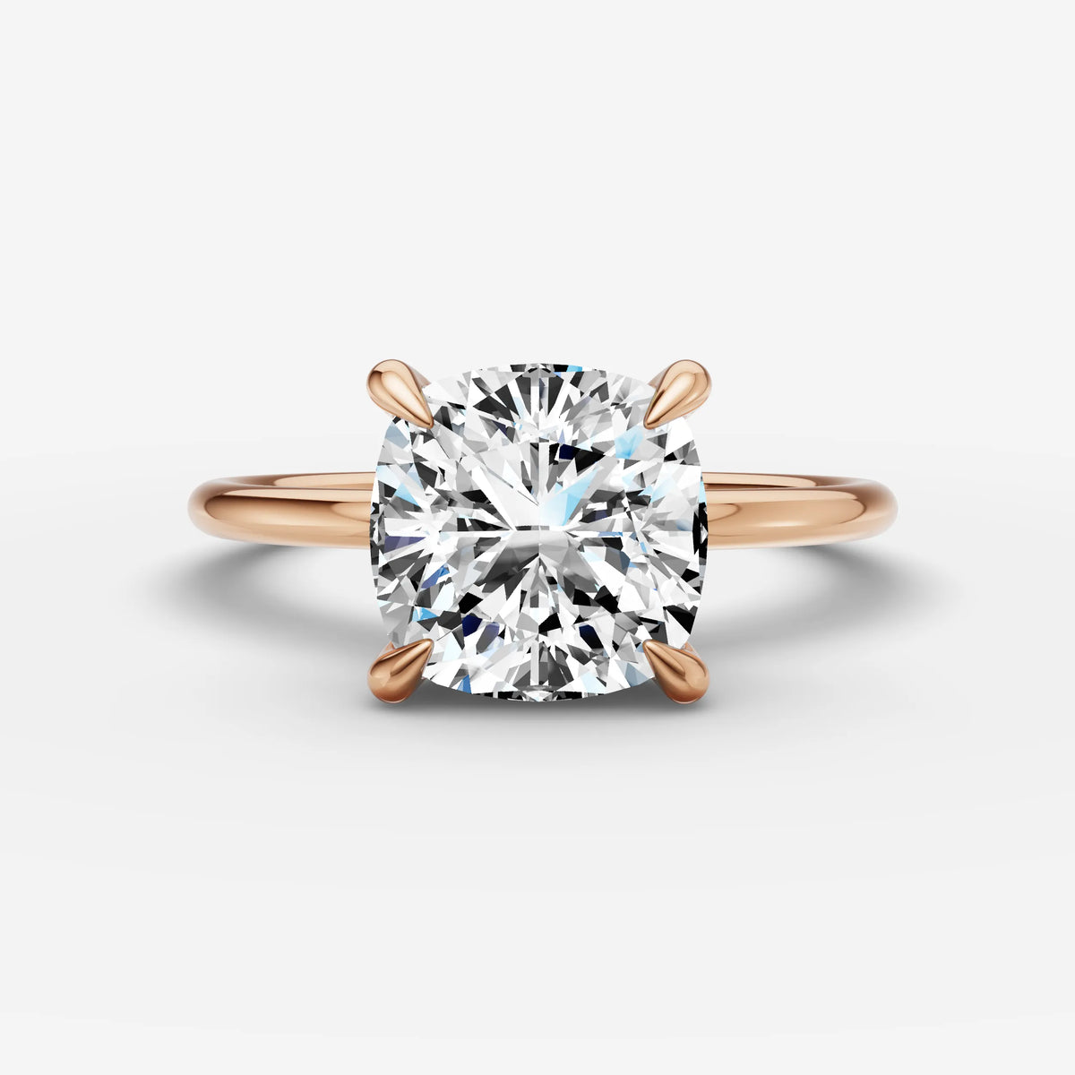 Mystere cushion diamond setting in gold, view 7