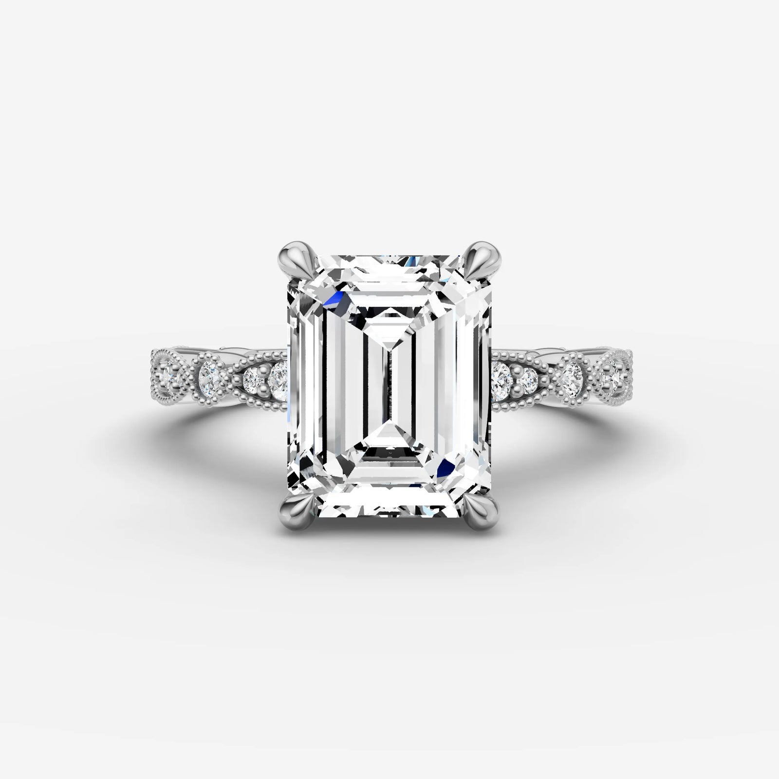 Heritage emerald diamond setting in gold, view 13