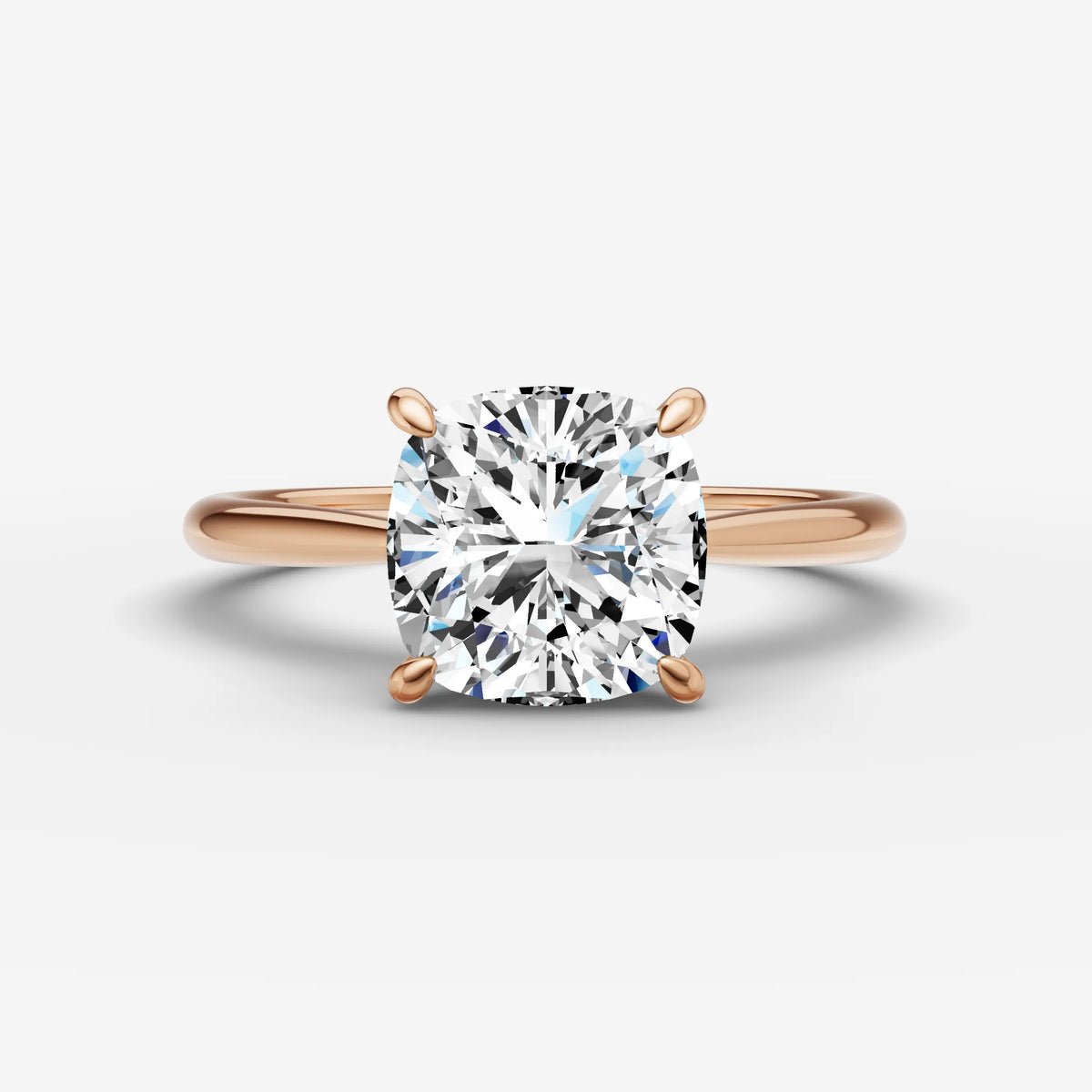 Cathedrale cushion diamond setting in gold, view 7