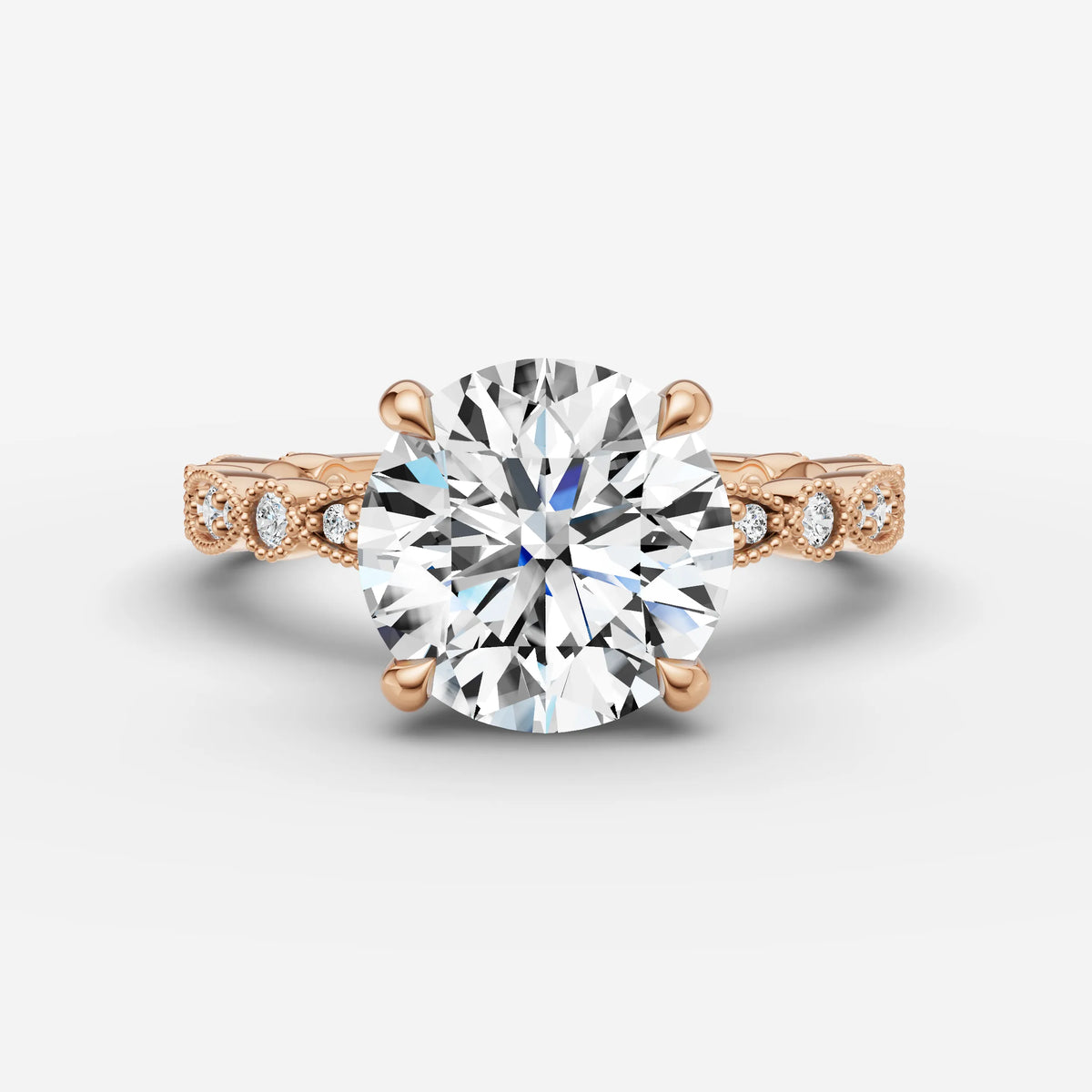 Heritage round diamond setting in gold, view 7