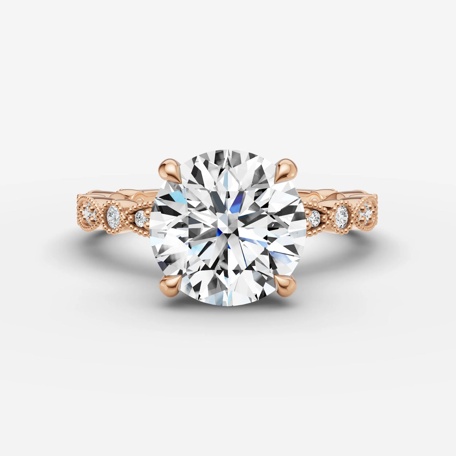 Heritage round diamond setting in gold, view 7