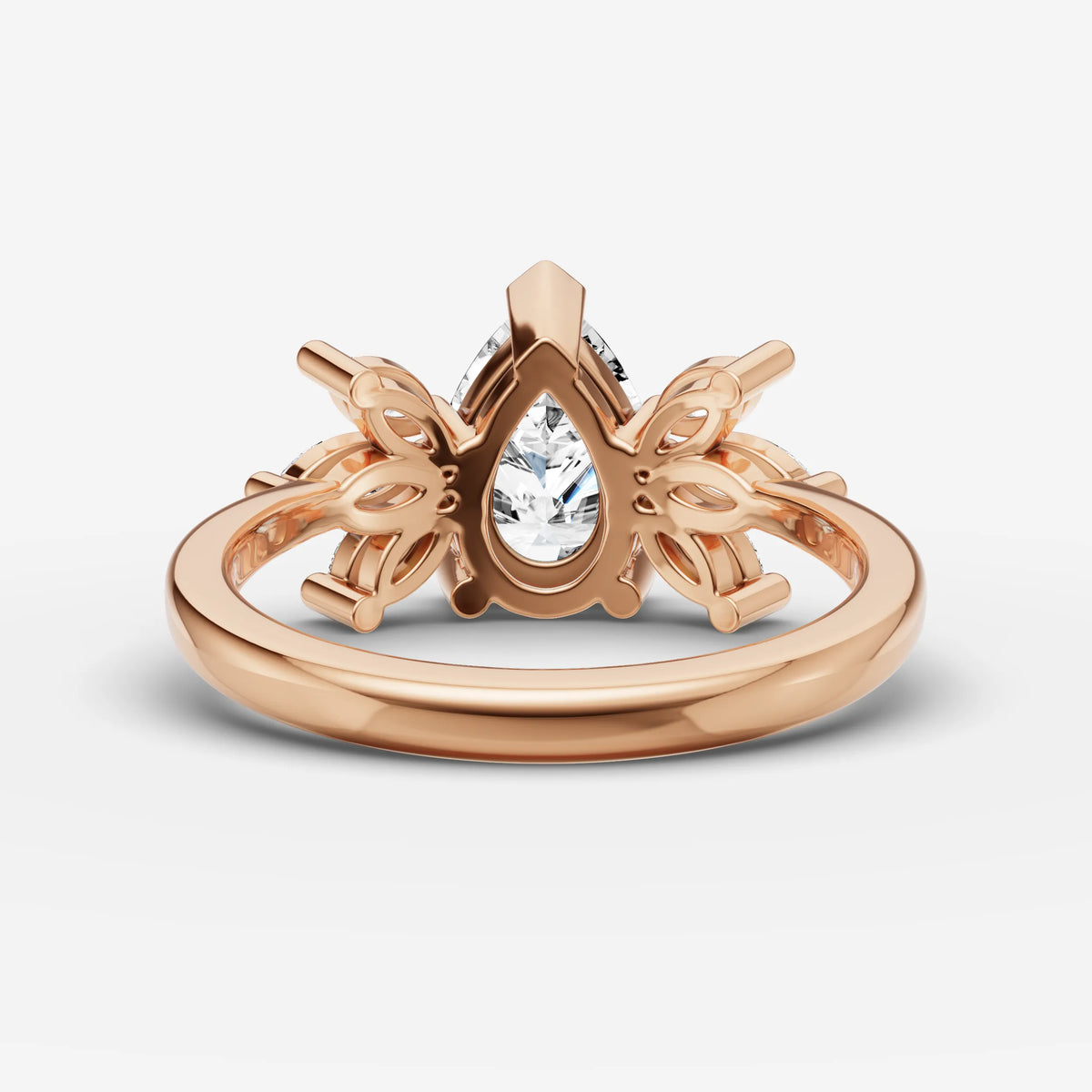 Fleur pear diamond setting in gold, view 12